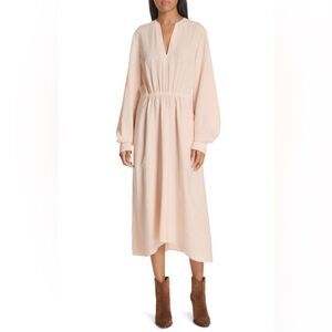 NWT Vince Sandalwood Poet Midi Surplus Puff Sleeve Midi Dress Size Extra Large